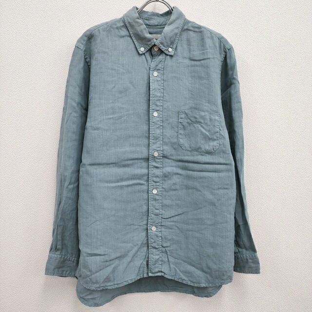 STANDART AT HAND リネンシャツ ボタンダウン ポケット付き サイズ10 長袖シャツ ライトブルー スタンダートアットハンド【中古】4-0602M