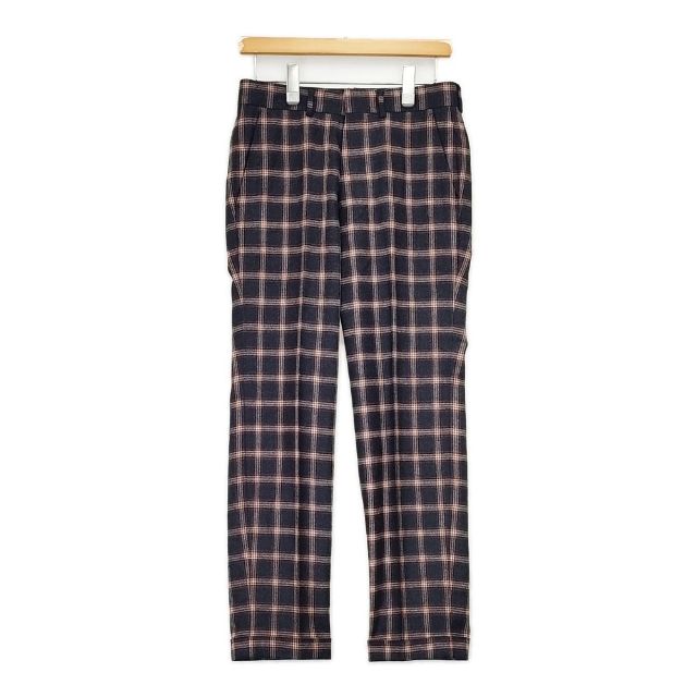 TOMORROWLAND/Loro Piana センタープレススラックス チェック ウールカシミヤシルク パンツ ネイビー レディース トゥモローランド/ロロピアーナ【中古】5-0913T