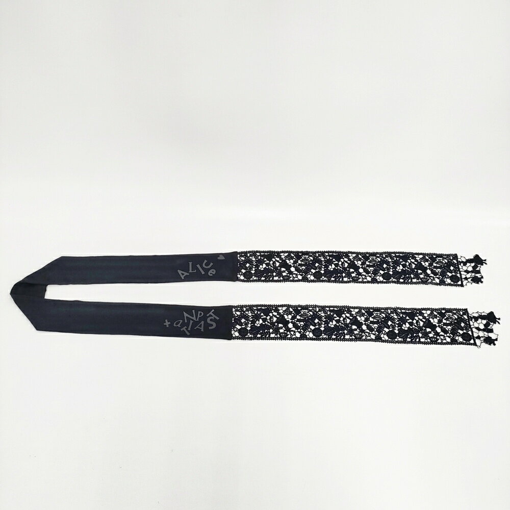 ANTIPAST レース ディズニー ふしぎの国のアリス リボン ストール ブラック レディース アンティパスト【中古】5-0913G