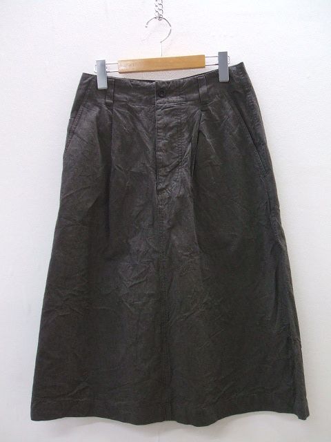 Rakuten - MHL. 595-1132550 CHEF CHECK COTTON LINEN スカート 21SS ブラック グレー レディース エムエイチエル【中古】2-0510M