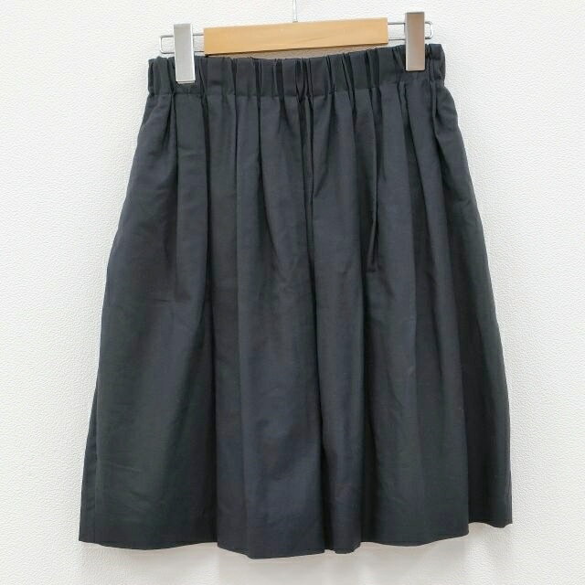 LE GLAZIK イージースカート ひざ丈 フレア ギャザー コットン サイズ36 スカート 濃紺 レディース ルグラジック【中古】3-0210M