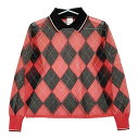 ISABEL MARANT アーガイル シアートップス ポロシャツ レッド ブラック レディース イザベルマラン【中古】5-0328M