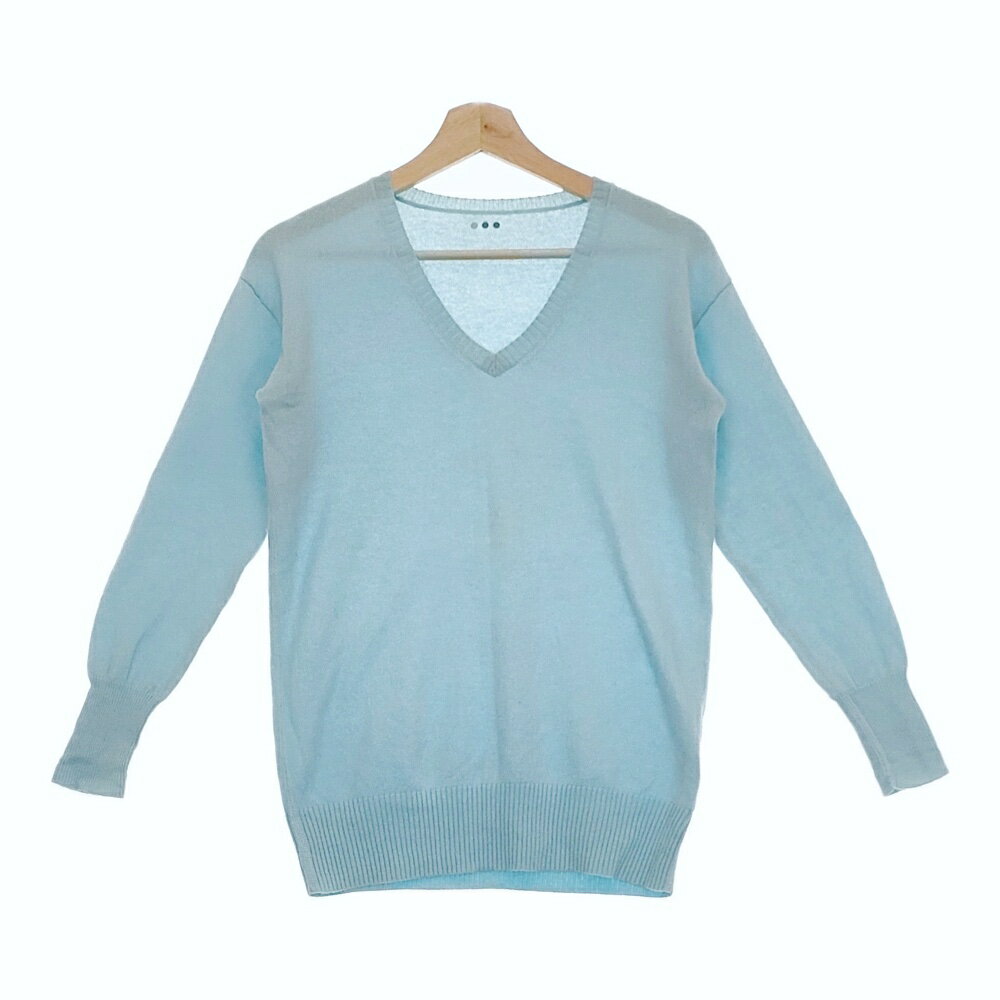 three dots セーター カシミヤ100％ Vネック ニット ライトブルー レディース スリードッツ【中古】4-1..