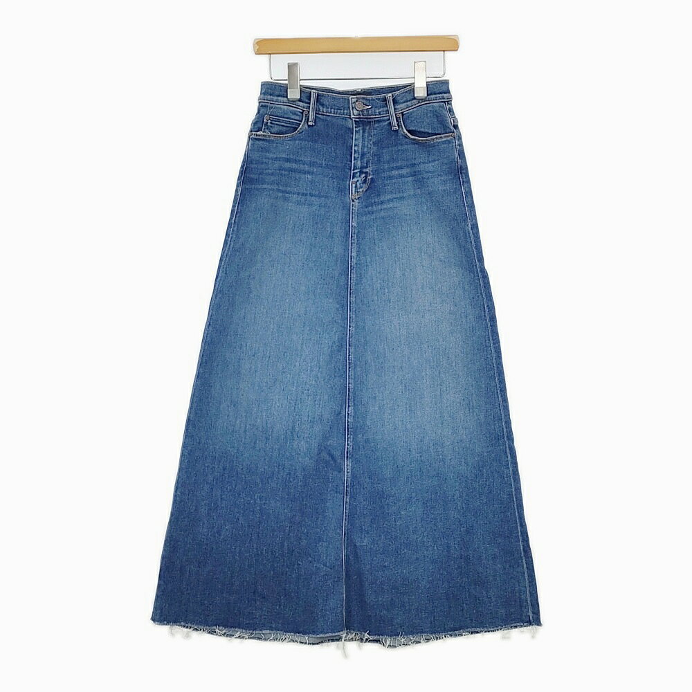 Rakuten - mother 9545-686 THE CIRCLE MAXI FRAY SKIRT カットオフ マキシ 加工 ストレッチ サイズ26 デニム ロングスカート ブルー レディース マザー【中古】5-1021G