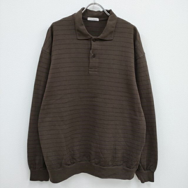 UNIVERSAL PRODUCTS product Border L/S Polo 223-60105 サイズ2 ボーダー ポロシャツ ブラウン メンズ ユニバーサルプロダクツ【中古】4-0503M♪