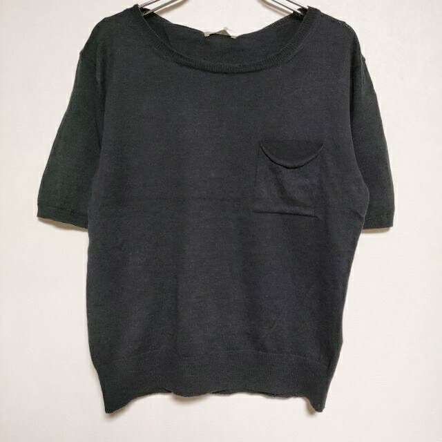 MARGARET HOWELL 578-6262001 プルオーバーリネンコットン 半袖 ニット ブラック レディース マーガレットハウエル【中古】3-0603S