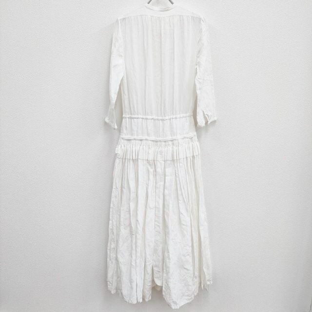 ARTS&SCIENCE 6着限定 リネンギャザードレス フランス製 ワンピース ホワイト アーツ&サイエンス/エコールドキュリオジテ【中古】3-0712M