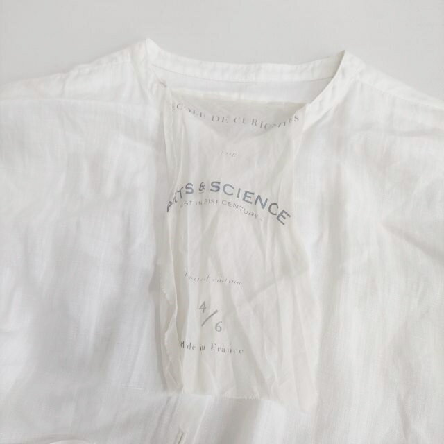 ARTS&SCIENCE 6着限定 リネンギャザードレス フランス製 ワンピース ホワイト アーツ&サイエンス/エコールドキュリオジテ【中古】3-0712M