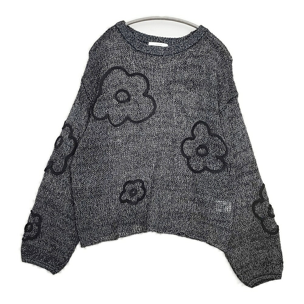 CPCM シーピーシーエム コード刺繍透かし編みニット 花柄 pgl1052205A0012 ニット ブラック グレー レディース【中古】6-0331M