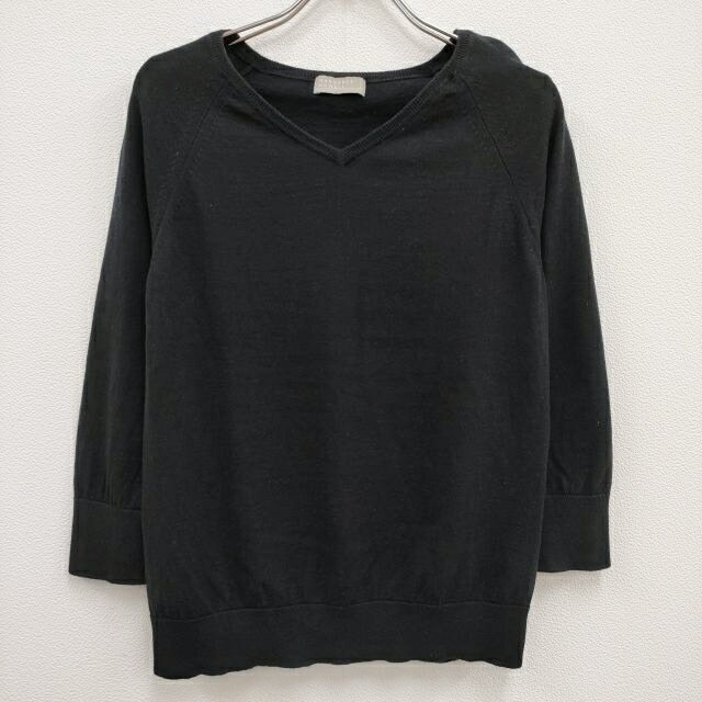 MARGARET HOWELL 578-163309 コットンカシミヤ サイズ2 Vネック ニット ブラック系 レディース マーガレットハウエル【中古】4-0211T