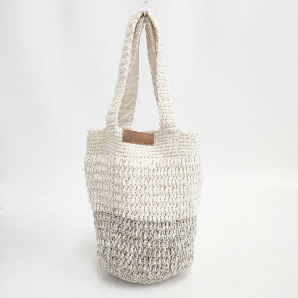 People Tree DRAFT HAND MADE ニット トートバッグ オフホワイト レディース ピープルツリー【中古】5-..