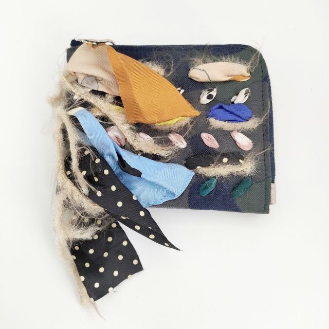 mina perhonen/Spologum Spolonen sleeping flower コラージュウォレット 定価29700円 L字 財布 マルチカラー レディース ミナペルホネン/スポロガム【中古】6-0110G
