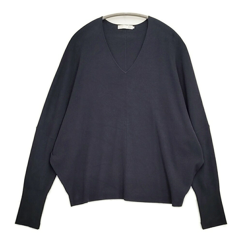 iCB 【洗える】 クロスコンビ Vネックプルオーバー L 定価26070円 ニット 24AW ネイビー レディース アイシービー【中古】5-1128T