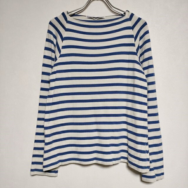 R&D.M.Co- ボーダー ラグランスリーブ 長袖Tシャツ カットソー ロンT ホワイト ブルー レディース オールドマンズテーラー【中古】4-1111M