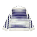 LENO BASQUE SHIRT バスクシャツ サイズ2 定価22000円 ボーダー長袖Tシャツ カットソー ロンT ホワイト ブルー レディース リノ【中古】5-0323M
