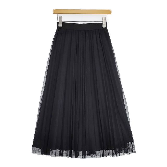 VIVIENNE TAM 10175523 プリーツ 定価24000円 チュール ロングスカート ブラック レディース ヴィヴィアンタム【中古】5-1224M