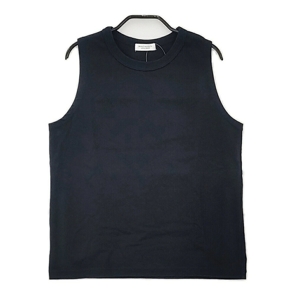 Three-Quarter - BEAUTY&YOUTH UNITED ARROWS ノースリーブ コットン 日本製 Tシャツ カットソー ブラック レディース ビューティアンドユース【中古】6-0421S