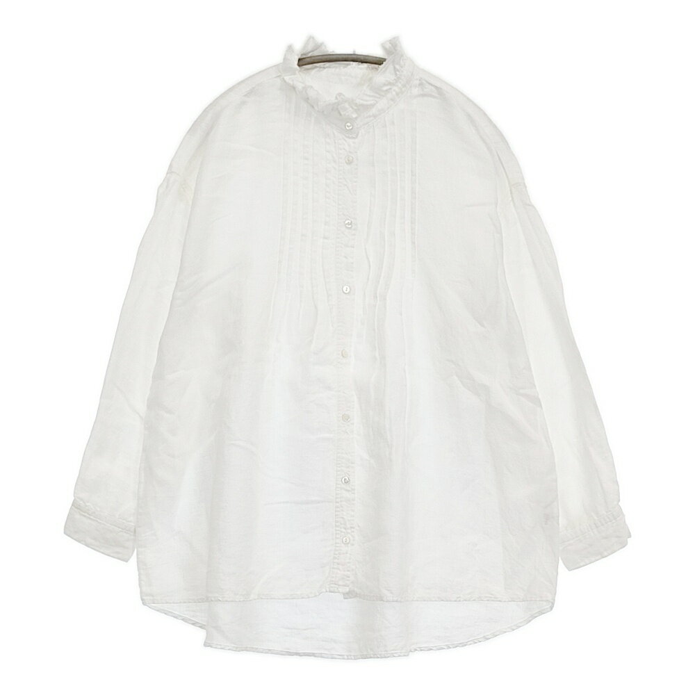 Rakuten - nest Robe リネンフリルカラーピンタックブラウス 01221-1168 ブラウス シャツ ホワイト レディース ネストローブ【中古】6-0309M