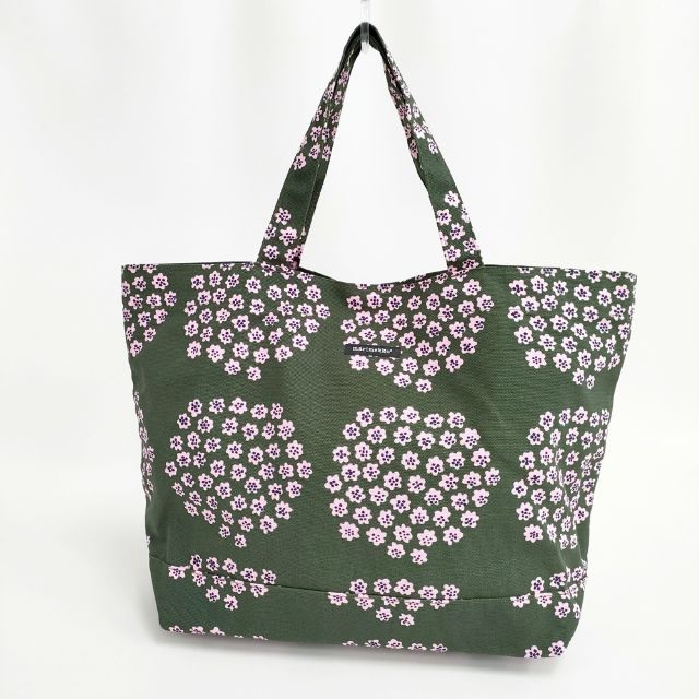 marimekko プケッティ 大容量 Puketti トートバッグ カーキ ピンク レディース マリメッコ【中古】6-0312G