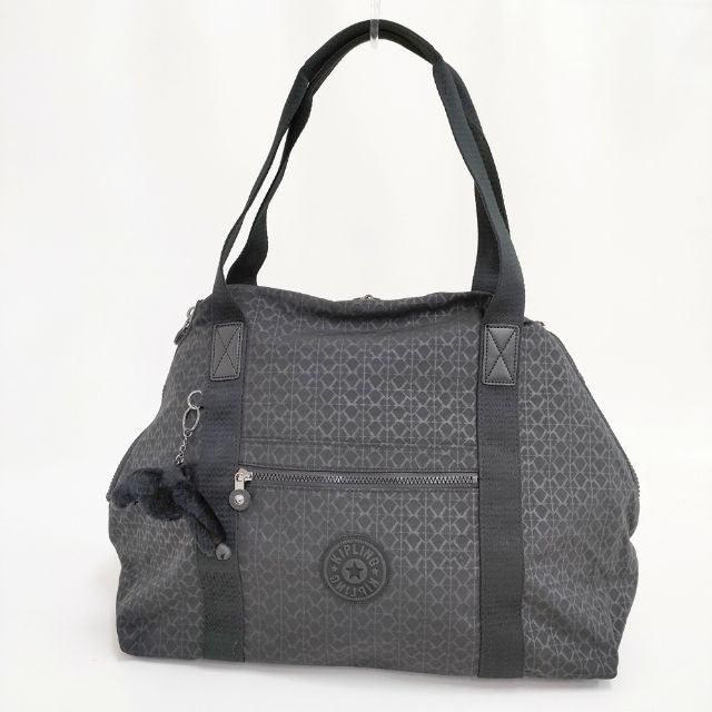Kipling ART M アートエム シグネチャーエンボス ボストンバッグ トートバッグ ブラック レディース キプリング【中古】6-0517G