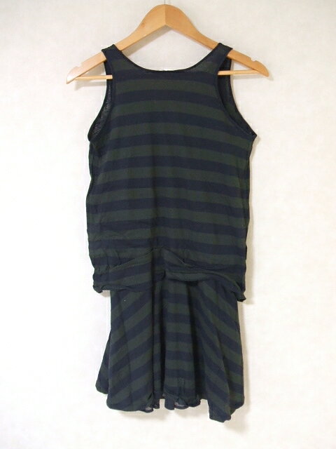 beautiful people サイズ36 ノースリーブ ボーダー チュニック ネイビー カーキ レディース ビューティフルピープル【中古】2-0709S