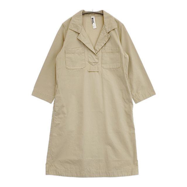 Rakuten - MHL. 595-258451 コットン オープンカラー プルオーバー ワンピース ベージュ レディース エムエイチエル【中古】6-0322M