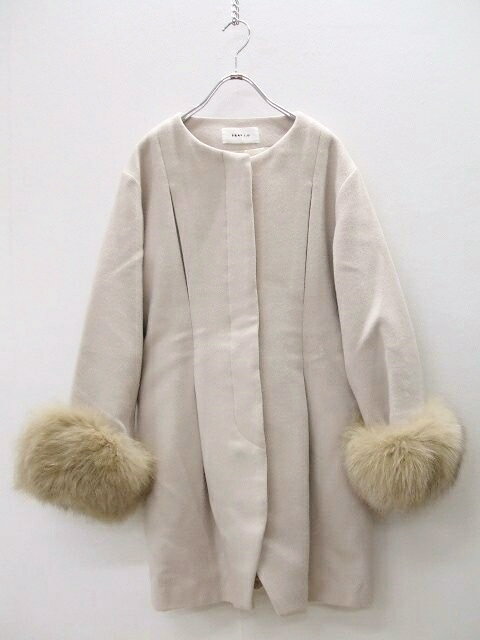 FRAY I.D ファー付きノーカラーコート FFCC12173 サイズ0 ピンクベージュ レディース フレイアイディー【中古】0-1227A