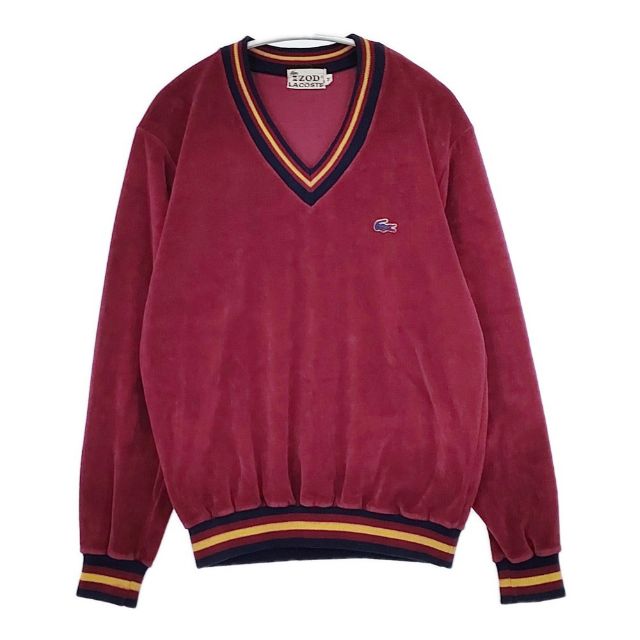 LACOSTE AF7658 フランス製 サイズ40 カラーブロック 切替 ウールコットン セーター ニット ワインレッド ネイビー レディース ラコステ【中古】6-0121T∞ LACOSTE AF7658 Color Block Wool Cotton Sweater knit wine red navy
