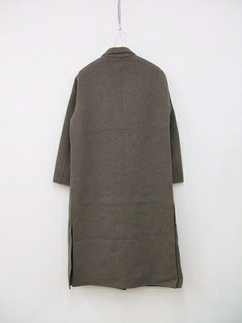 Spick and Span Noble W/Nリバーピークドマキシコート 定価64900円 サイズ36 ロング コート 21AW グレージュ レディース スピック＆スパン ノーブル【中古】2-1110A 2