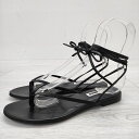 JIL SANDER フリンジ サイズ36 アンクル紐 フラット サンダル ブラック レディース ジルサンダー【中古】3-0626S(4)