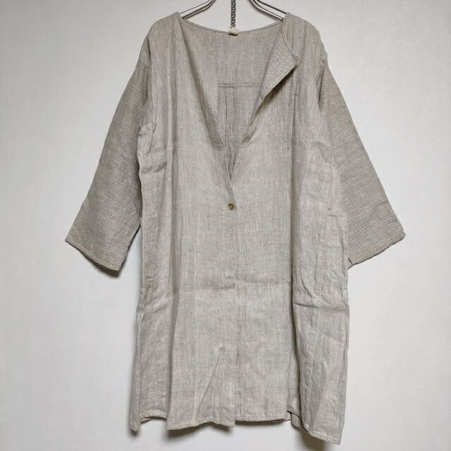 BLIND BIRD ブラインドバード リネン ノーカラー 定価26000円 コート ベージュ レディース【中古】4-0601M