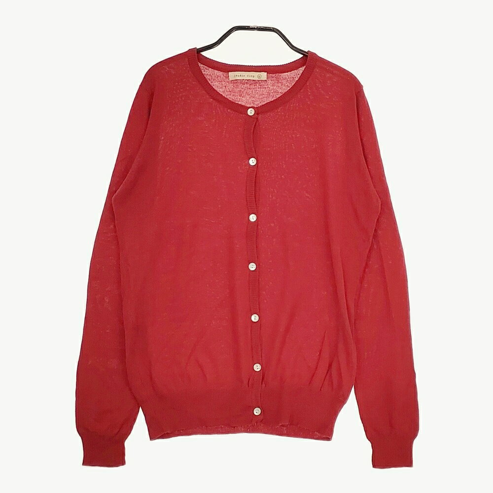 studio clip 新品 CMハイGニットCNカーデ クルーネック カーディガン レッド レディース スタディオクリップ【中古】4-1030M