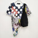 gomme デザインTシャツ 変形 プリント サイズM 半袖Tシャツ カットソー ホワイト レディース ゴム【中古】3-0706S(4)