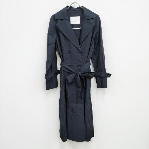 ANAYI レーヨン ベルト付き サイズ36 トレンチコート ネイビー レディース アナイ【中古】3-0421M ANAYI レーヨン ベルト付き サイズ36 トレンチコート ネイビー レディース アナイ【中古】3-0421M