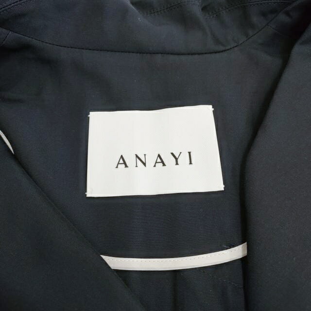 ANAYI レーヨン ベルト付き サイズ36 トレンチコート ネイビー レディース アナイ【中古】3-0421M
