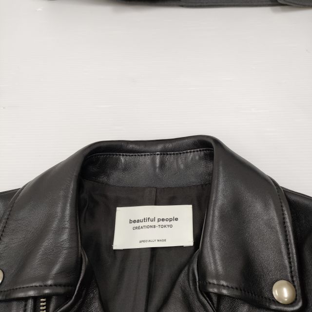 beautiful people 1645402411 羊革 シープスキン レザー サイズ140 ライダースジャケット ブラック レディース ビューティフルピープル【中古】3-0102T