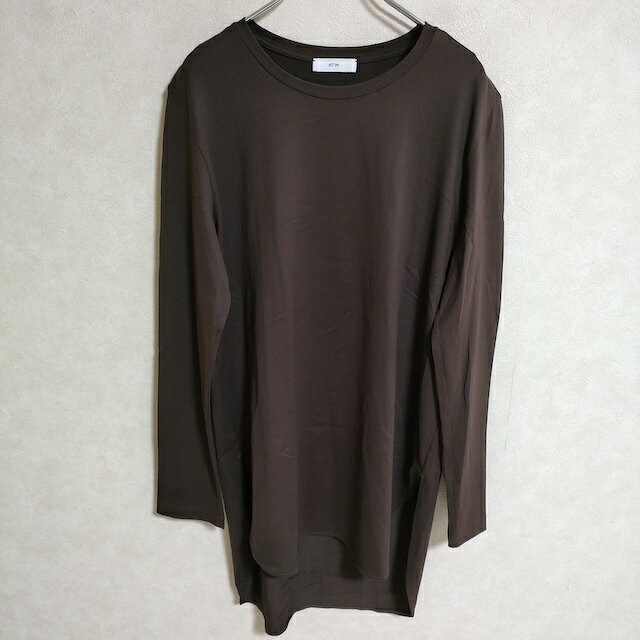 ATON サイズ2 コットン 長袖Tシャツ カットソー ロンT ブラウン レディース エイトン【中古】4-0915M