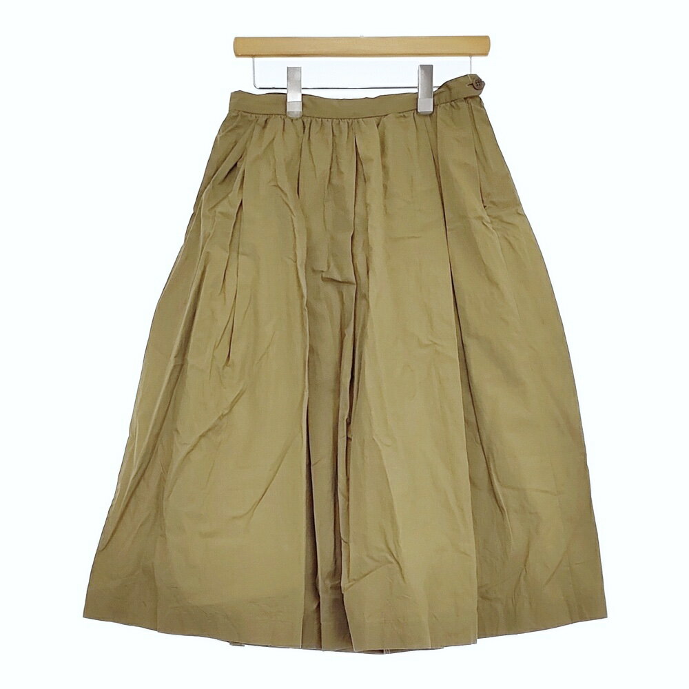 YAECA 未使用品 TUCK SKIRT 定価38000円 98605 サイズM コットンラミー ロングスカート カーキ レディース ヤエカ【中古】4-1209M