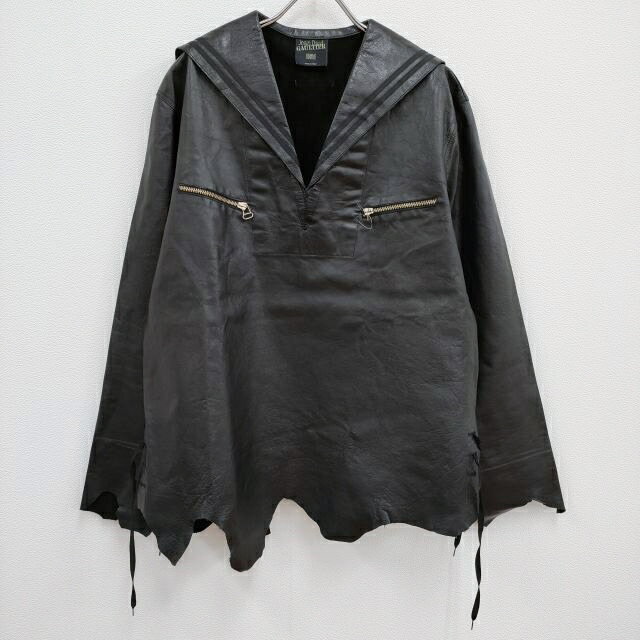 Jean Paul Gaultier HOMME レザーセーラーカラープルオーバージャケット アーカイブ品 90s 90年代 ジャンポールゴルチエ【中古】3-0924T♪