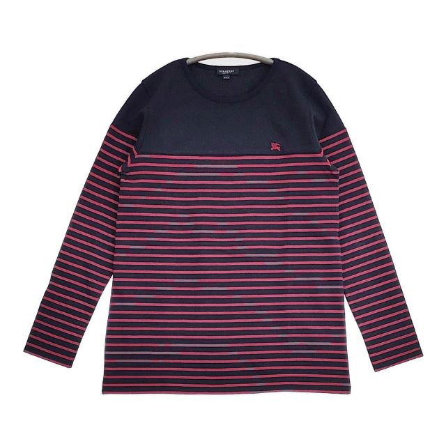 BURBERRY LONDON チュニック ワンポイント ボーダー 長袖Tシャツ カットソー ロンT ネイビー レッド レディース バーバリーロンドン【中古】6-0708M