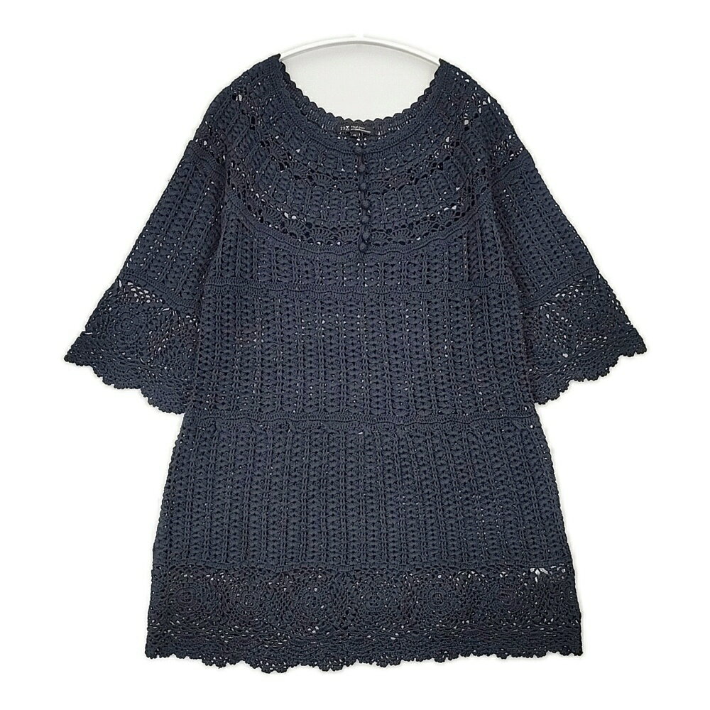 Rakuten - 23区 かぎ針編み クロシェ コットンニットチュニック サイズ44 CKRWWYM0364 チュニック ネイビー レディース ニジュウサンク【中古】6-0525M