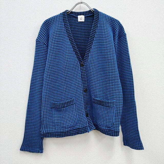 Rakuten - ROKU 6 BEAUTY&YOUTH WAFFLE V NECK CARDIGAN ワッフル カーディガン 22SS ブルー レディース ロクビューティアンドユース【中古】3-0523M