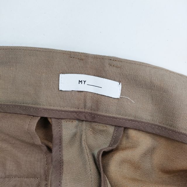 MY タックパンツ 221-61503 ウールリネン センタープレススラックス パンツ ブラウン レディース マイ【中古】5-0322G