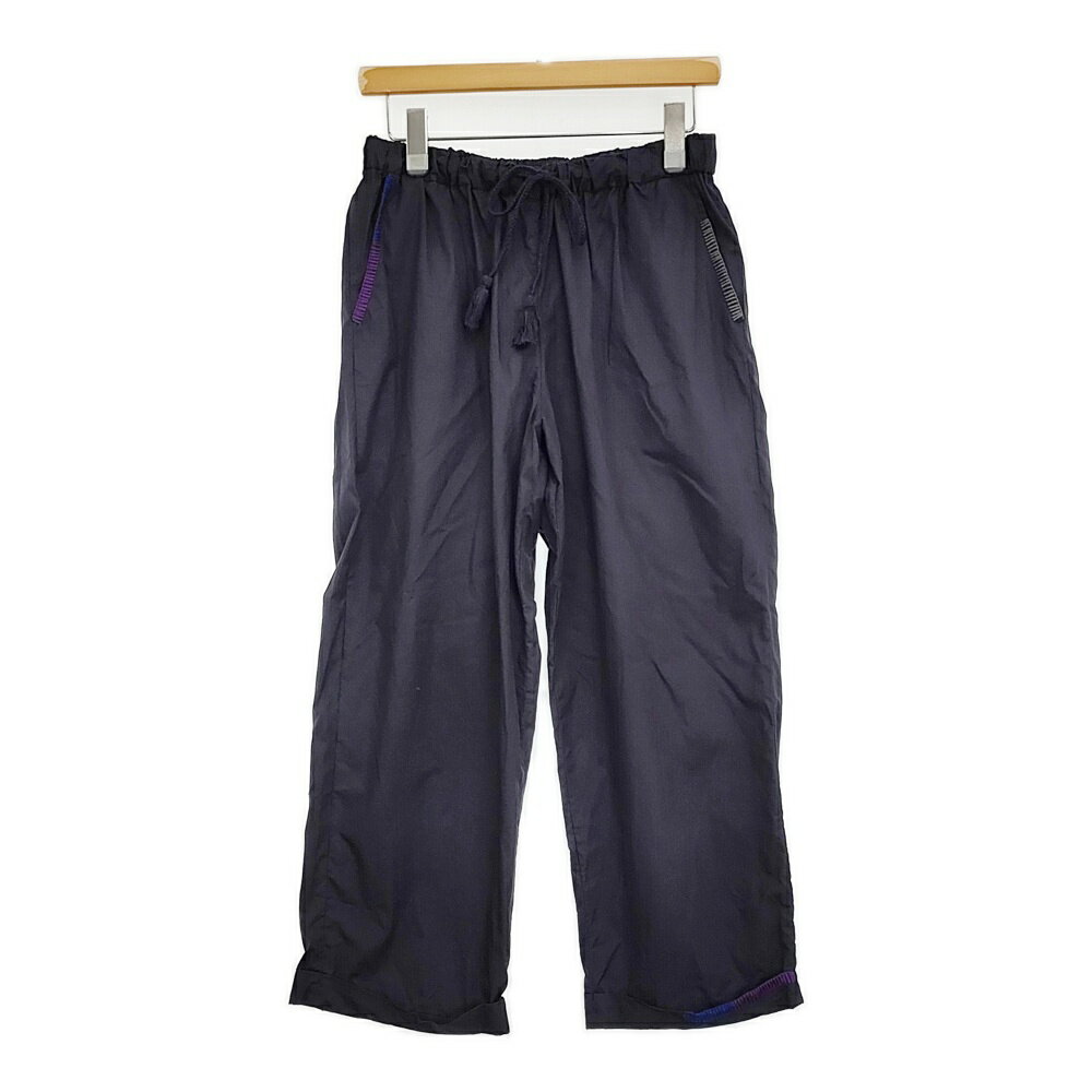 INDIA INDUSTRY スビンコットン 刺繍エラスティックパンツ 定価27500円 インド製 25SS 紺 レディース インディアインダストリー【中古】5-1001M