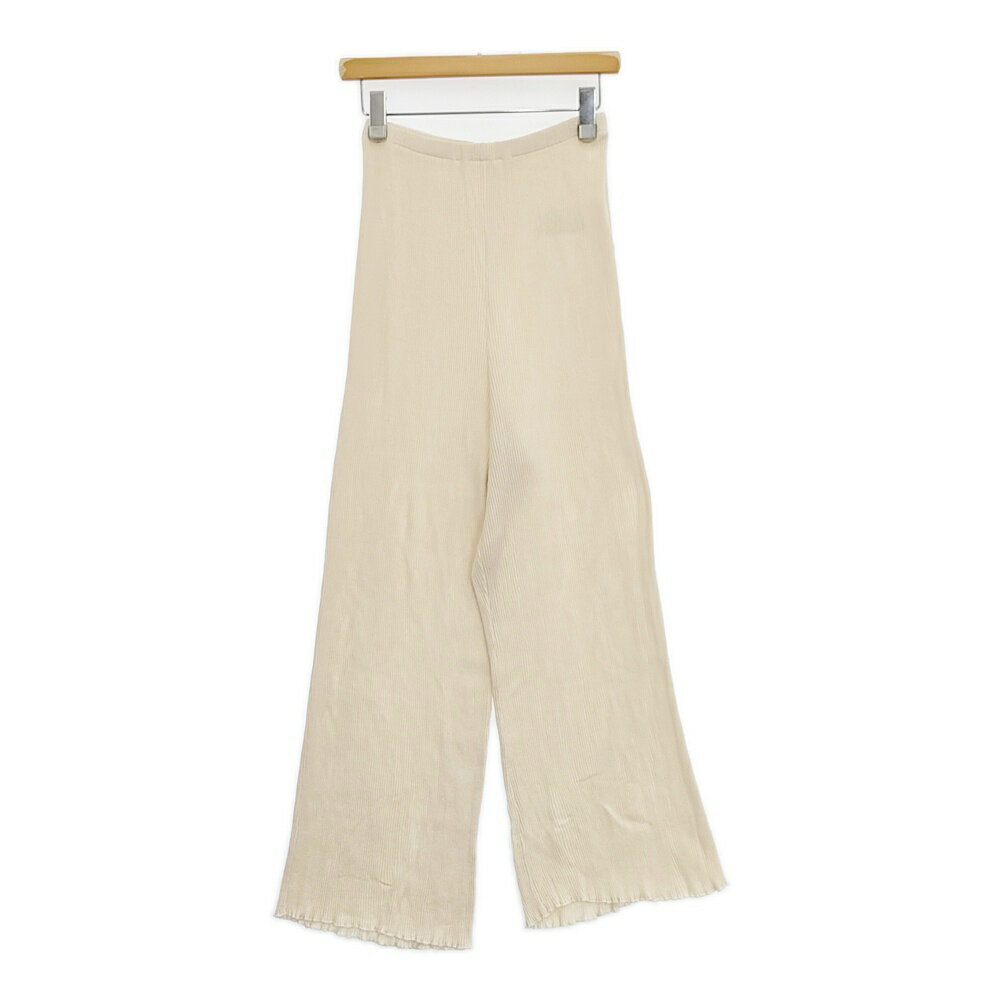 Rakuten - R JUBILEE Sheer Rib Pants リブパンツ 定価22000円 コットン 日本製 パンツ アイボリー レディース アールジュビリー【中古】6-0227G