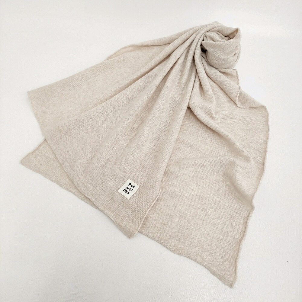 Cashmere - pot and tea カシミヤニットストール 定価30800円 ストール ライトベージュ レディース ポットアンドティー【中古】6-0328T