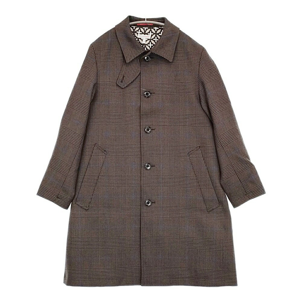 DRESSTERIOR オーバーペーンチェックバルマカーンコート サイズS 定価69300円 086-99011 ステンカラーコート 24AW ブラウン メンズ ドレステリア【中古】5-1210T(4.0)