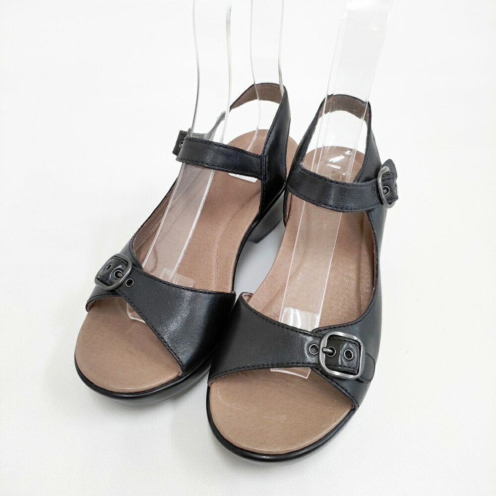 dansko JOANIE FULL GRAIN ストラップ サイズ37 サンダル ブラック レディース ダンスコ【中古】5-0726S