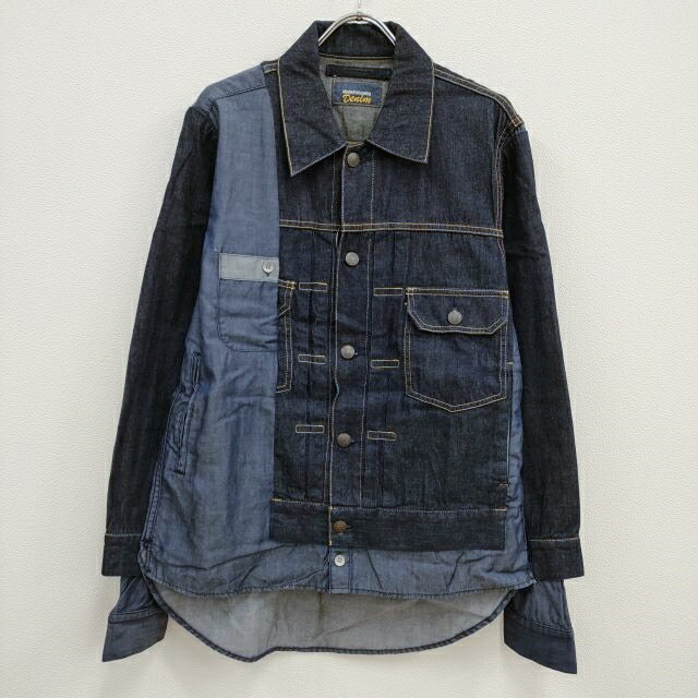 MIHARA YASUHIRO Denim ドッキング シャツ地 切替 ブルゾン Gジャン 46 デニムジャケット ネイビー メンズ ミハラヤスヒロ【中古】4-0410M♪