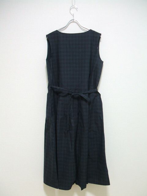 R&D.M.Co- T/C CROSS OVER DRESS 定価59000+TAX チェック ラップ ワンピース ネイビー ブラック レディース オールドマンズテーラー【中古】2-0703S▲